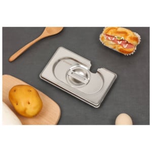 Tapa GN 1/9 Dynasteel en acero inoxidable para cubetas gastronorm.