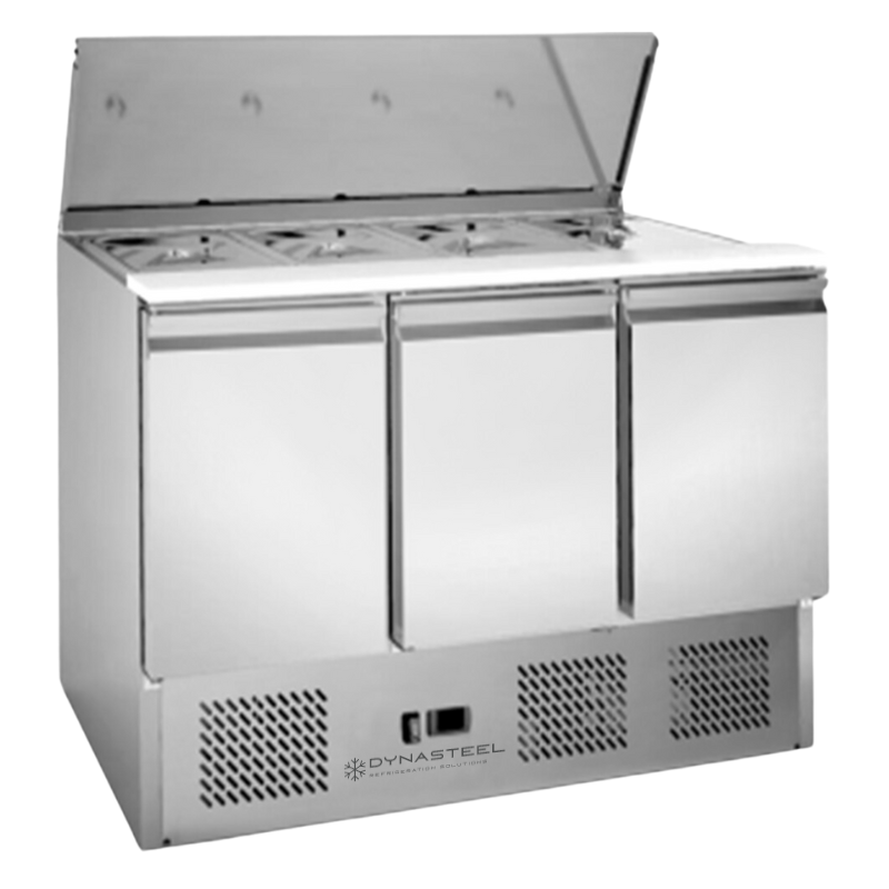 Saladette Compacta 3 Puertas Dynasteel - Practicidad y rendimiento para una experiencia culinaria óptima