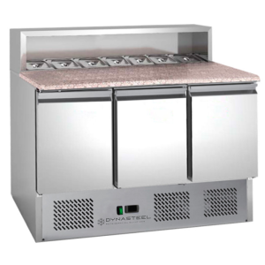 Mueble para Pizza Refrigerado - 3 Puertas - 8 Bandejas GN 1/6 | Dynasteel