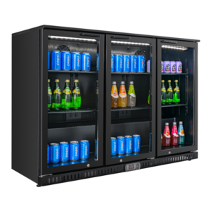 Barra Trasera Refrigerada Skinplate - 3 Puertas de Vidrio Batientes - 328 L - Dynasteel
