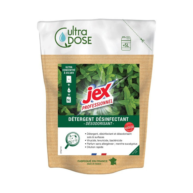 Détergent Désinfectant Ultra Dose 5 L - Menthe Eucalyptus | Jex Professionnel