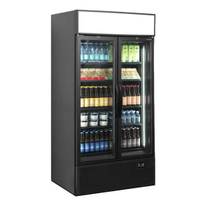 Vitrina Refrigerada Positiva Negra - 2 Puertas de Vidrio - 524 L TEFCOLD: Elegancia y Rendimiento para Profesionales