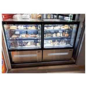 Vitrine Réfrigérée Comptoir 2 Portes Vitrées Noire - 140L TEFCOLD