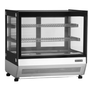 Vitrina Refrigerada Mostrador 2 Puertas de Vidrio Negra - TEFCOLD, diseño funcionalMostrador refrigerado: puertas de vidrio desl