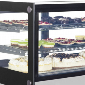 Vitrina Refrigerada Mostrador 2 Puertas de Vidrio Negra - TEFCOLD, diseño funcionalMostrador refrigerado: puertas de vidrio desl