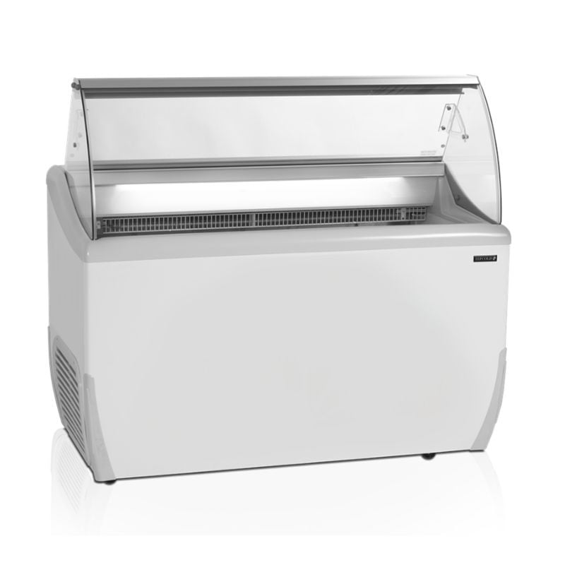 Congelador de helados abierto con protector de vidrio - 264L TEFCOLD: Vitrina de helados profesional para helado