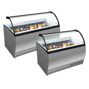 Ice Cream Display Case with Curved Glass Sneeze Guard - Perfect presentation of your ice creams