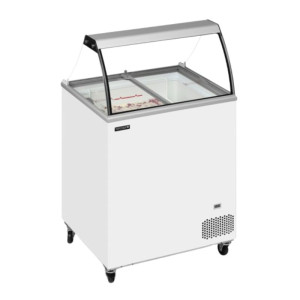 Congelador Arcón de Hielo con Vidrio Curvado - 165 L TEFCOLD: Vitrina de Helados Profesional con Tapas de Vidrio Deslizantes