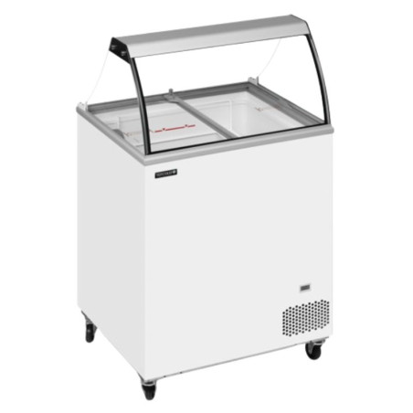 Congelador Arcón de Hielo con Vidrio Curvado - 165 L TEFCOLD: Vitrina de Helados Profesional con Tapas de Vidrio Deslizantes