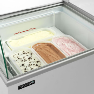 Chest Freezer with Curved Glass - 165 L TEFCOLD: Professional Ice Cream Display with Sliding Glass Lids