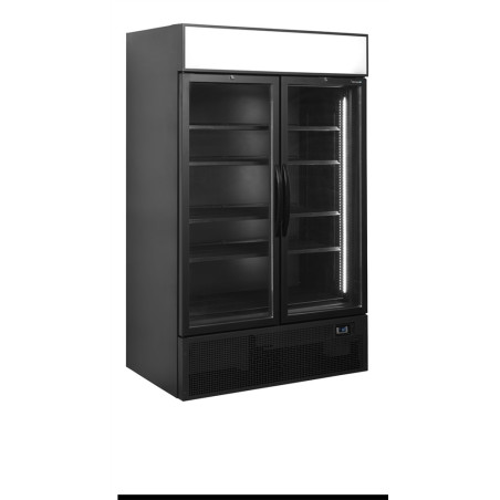 Black Refrigerated Cabinet TEFCOLD - Canopy & 2 Glass Doors