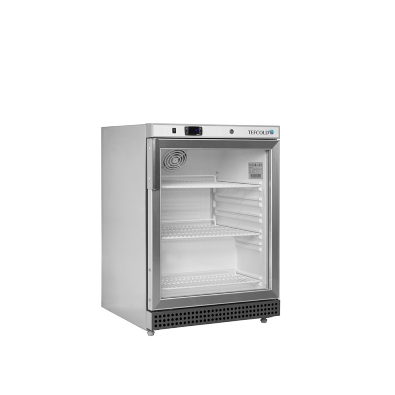 TEFCOLD UR200SG Stainless Steel Glass Door Positive Refrigerated Cabinet 119L