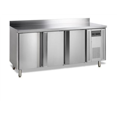 Negative Stainless Steel Refrigerated Table with Backsplash - 3 Doors - TEFCOLD