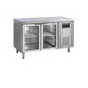 Mesa Refrigerada Positiva en Acero Inoxidable - 2 Puertas de Vidrio - GN 1/1 | TEFCOLD