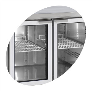 Mesa Refrigerada Positiva en Acero Inoxidable - 2 Puertas de Vidrio - GN 1/1 | TEFCOLD