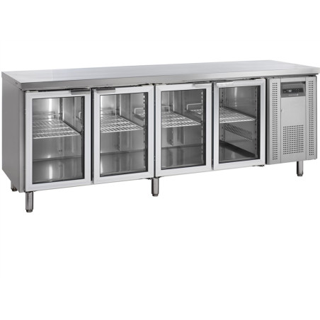 Mesa Refrigerada Inox - 4 Puertas de Vidrio GN 1/1 - TEFCOLD CK7410G