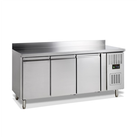 Positive Refrigerated Table 3 Doors with Backsplash - TEFCOLD | 402 L, Stainless Steel | Fourniresto