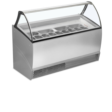 Ventilated Ice Cream Display 13x5L TEFCOLD Bermuda RV13 - Uniform temperature, heated glass, LED lighting, storage below | F