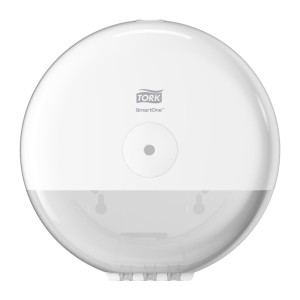 Distribuidor de Papel Higiénico Mini Tork SmartOne® Blanco - Distribución de hoja a hoja eficiente para baños profesionales.