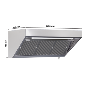 Campana Snack 700 Led Sin Motor Dynasteel - Long. 1400 mm, Acero inoxidable AISI304