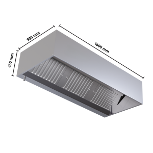 Campana cúbica 900 Led sin motor Dynasteel - Longitud 1600 & Acero inoxidable AISI 304