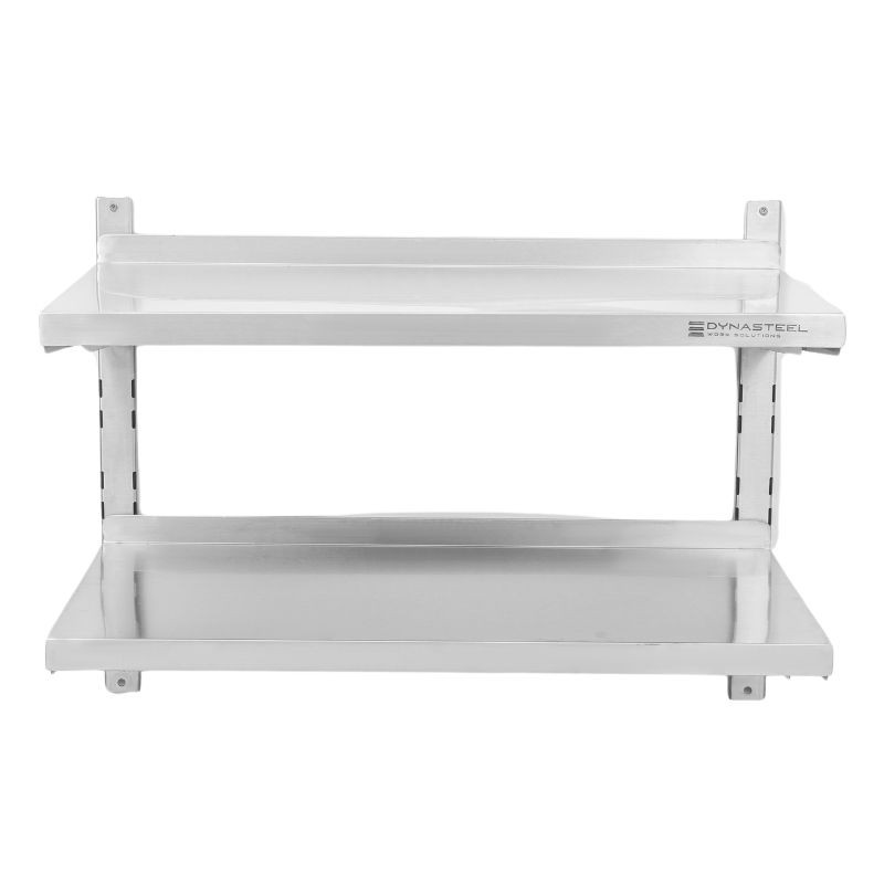 Stainless Steel Wall Shelf on Brackets 2 Levels - L 800 x D 400 mm - Dynasteel