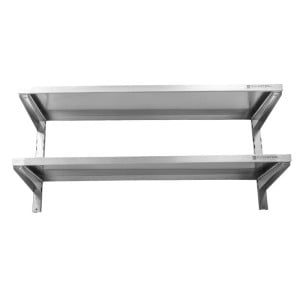 Etagère Murale en Inox sur Crémaillères 2 Niveaux  - L 1200 x P 400 mm - Dynasteel