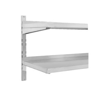 Estante de Pared en Acero Inoxidable sobre Cremalleras 2 Niveles - L 1200 x P 400 mm - Dynasteel