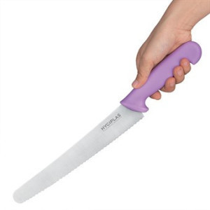 Cuchillo de repostería dentado violeta de 25 cm - Hygiplas - Resistente y práctico