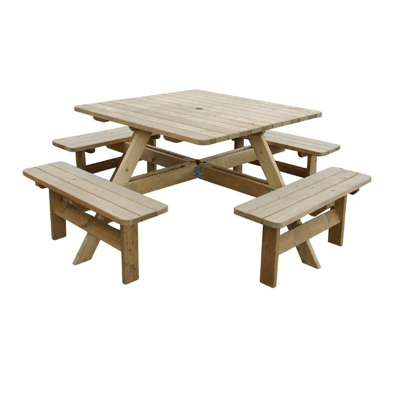 Mesa de picnic de madera cuadrada Rowlinson 1980mm: Confort y resistencia