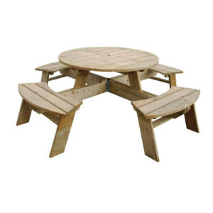 Mesa de Picnic de Madera Redonda 2000mm Rowlinson: Robusta & Elegante