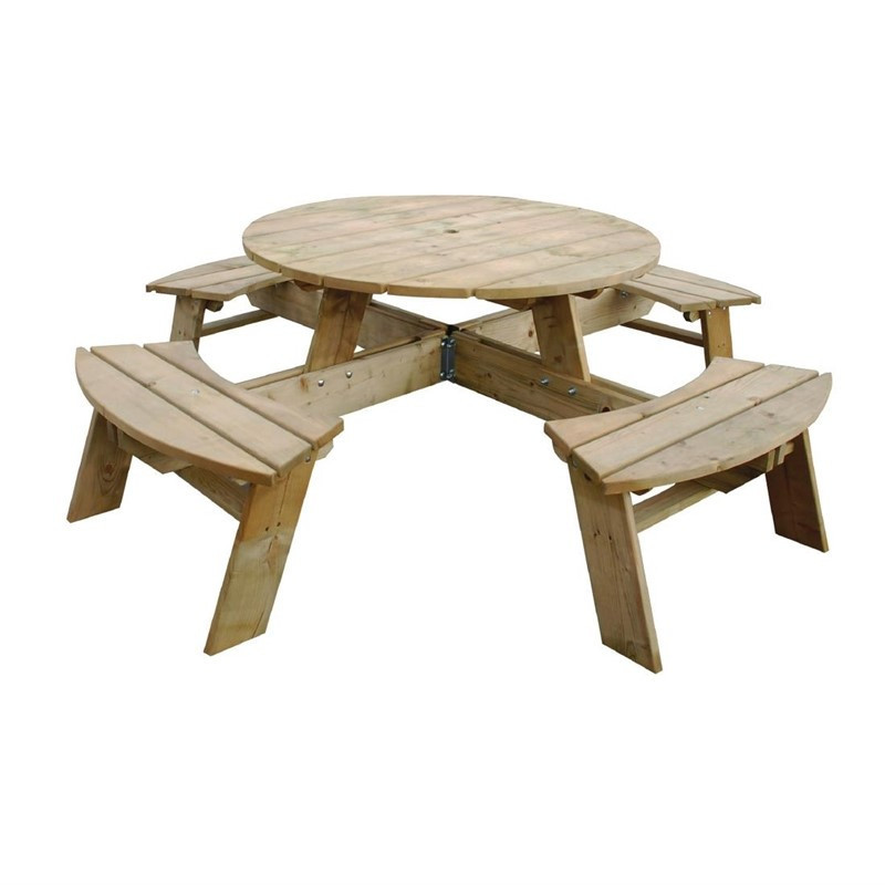 Mesa de picnic redonda de madera de 2000 mm Rowlinson: resistente y elegante