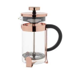 Cafetera de émbolo contemporánea de acero inoxidable y cobre de 3 tazas Olympia