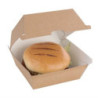 Pequeñas Cajas de Hamburguesa Compostables 112mm - Lote 150 Kraft Fiesta