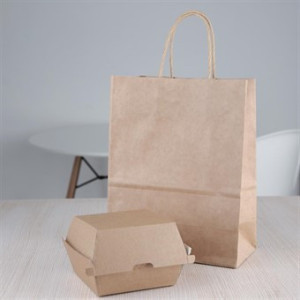 Pequeñas Cajas de Hamburguesa Compostables 112mm - Lote 150 Kraft Fiesta