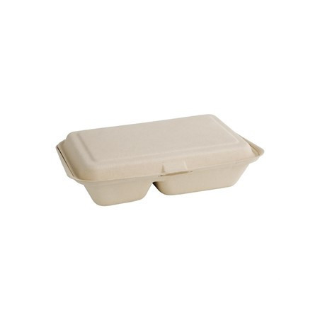 Boîtes 2 Compartiments Compostables Bagasse Naturel - Eco-friendly Solution