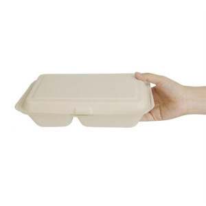 Cajas 2 Compartimentos Compostables Bagazo Natural - Solución Ecológica