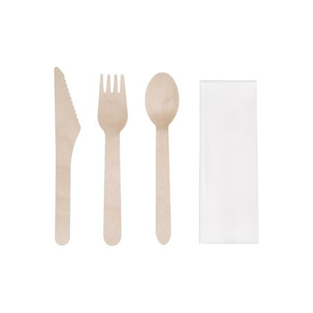 Sobres de comida Cubiertos de madera compostable - Lote de 250 ecológico