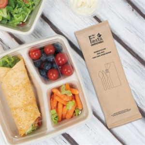 Sobres de comida Cubiertos de madera compostable - Lote de 250 ecológico