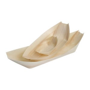 Biodegradable Poplar Wood Boat Dishes 250 mm - Pack of 100 & Environmentally Friendly