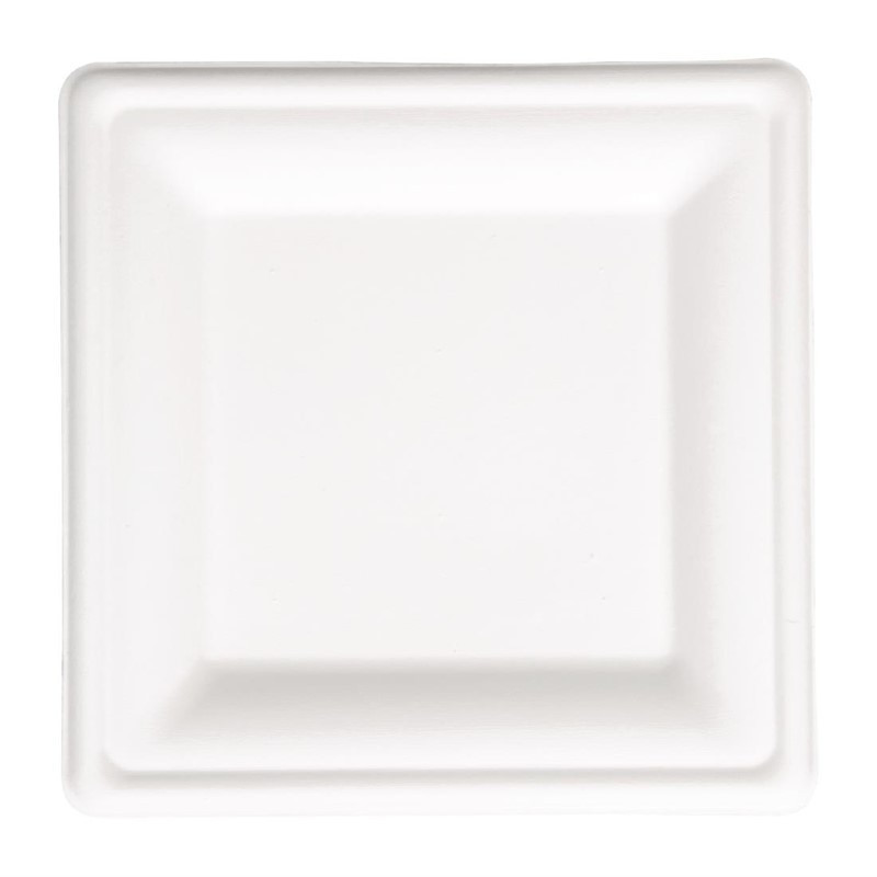 Compostable square bagasse plates 159mm - Pack of 50