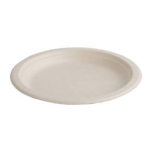 Compostable oval plates made of bagasse 198 mm - Pack of 50, professional quality