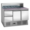 Meuble para Pizza Refrigerado Techo Inox 8 x GN1/6 - 2 Puertas y 2 Cajones - Dynasteel