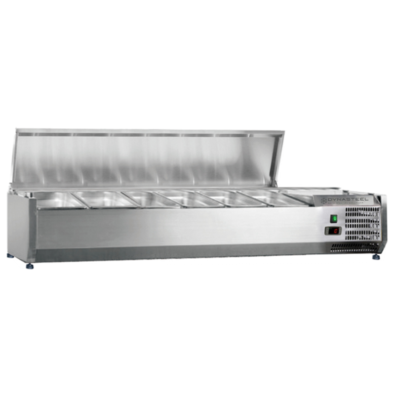 Refrigerated Saladette Dynasteel 6 x GN 1/3 - Stainless Steel Lid & Optimal Capacity