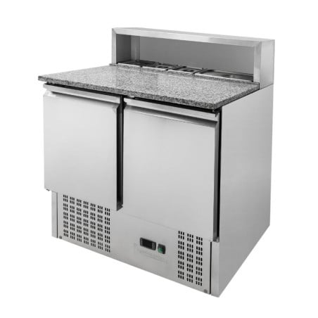 Mueble de pizza refrigerado de 2 puertas - 5 recipientes GN 1/6 Dynasteel | Fourniresto