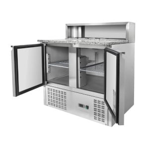 Mueble de pizza refrigerado de 2 puertas - 5 recipientes GN 1/6 Dynasteel | Fourniresto