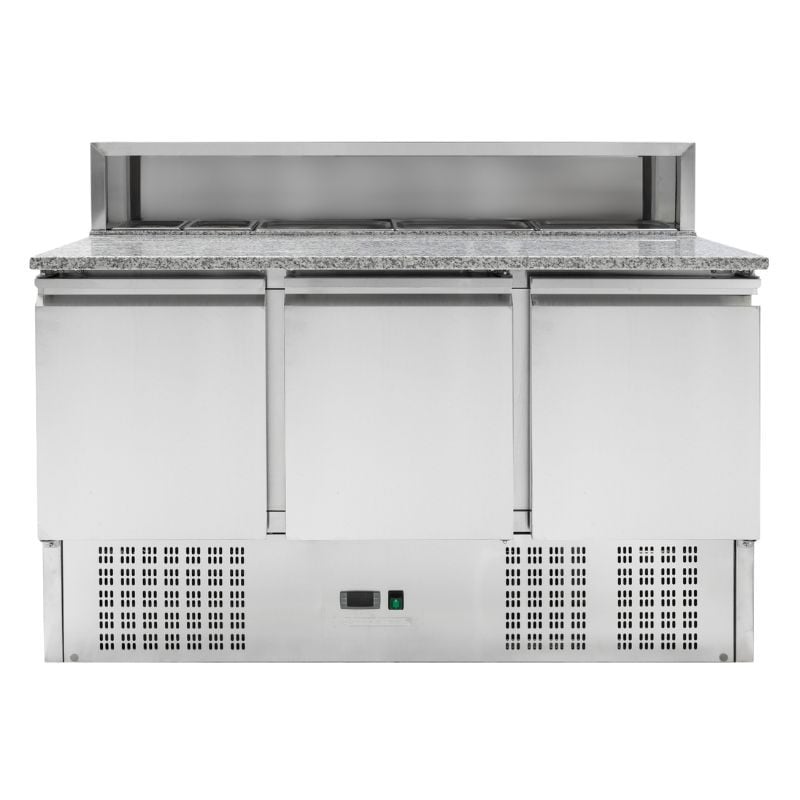 Mueble para Pizza Refrigerado - 3 Puertas - 8 Cubetas GN 1/6 - Dynasteel