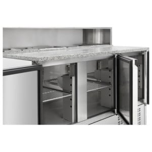 Mueble para Pizza Refrigerado - 3 Puertas - 8 Cubetas GN 1/6 - Dynasteel