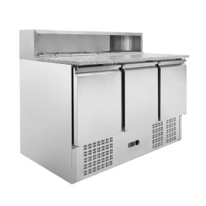 Mueble para Pizza Refrigerado - 3 Puertas - 8 Cubetas GN 1/6 - Dynasteel