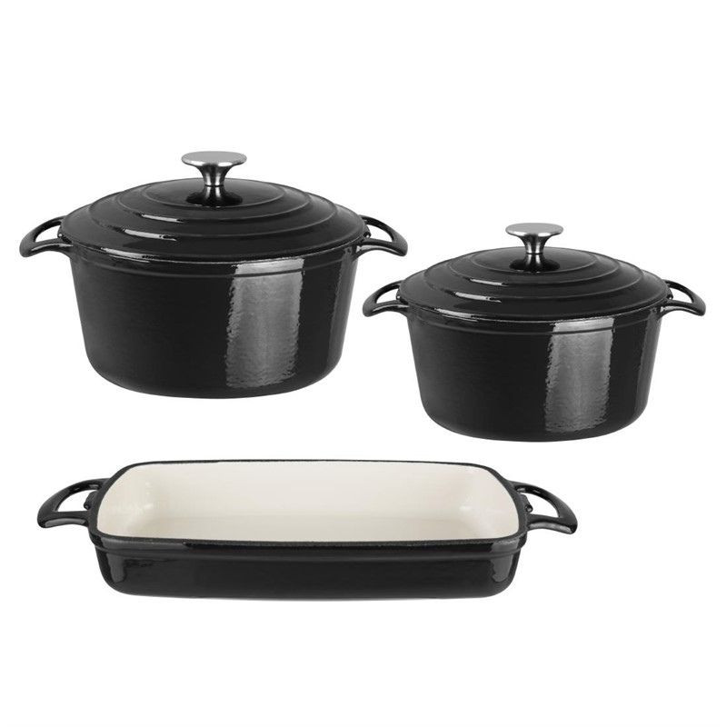 Conjunto de Cazuelas y Fuente de Hierro Fundido Vogue: Calidad Profesional, Cocina Gourmet